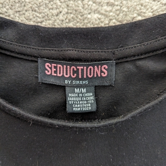 SEDUCTIONS white frill black short sleeve blouse tshirt Medium - Picture 5 of 8